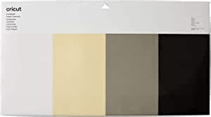 2007751 - Cricut Cardstock Sampler, Basics - 30.5 cm x 61 cm; 24 sheets (4 colors, 6 each) 12\" x 24\" (30.5 cm x 61 cm) in White, Black, Grey, Cream; 80 lb., premium, textured, solid-core cardstock; Ideal for making cards, banners, decor, paper crafts, and much more; Acid-free, lignin-free, and buffered